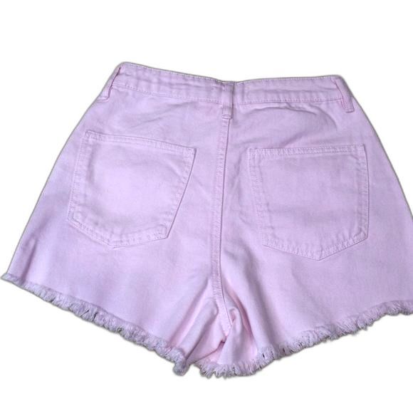 Francesca's Tgla Pink Denim Cut Off Shorts Size 25 High Waist Summer Casual - Picture 3 of 7
